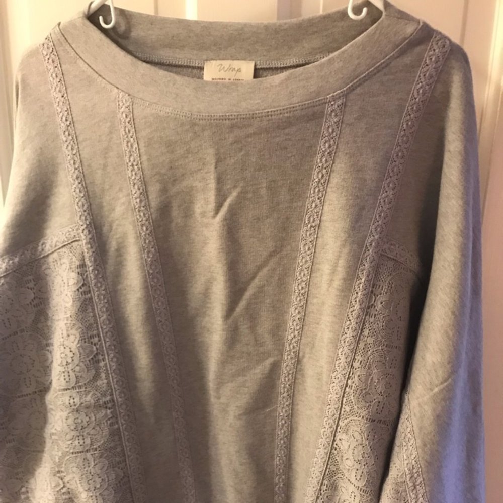 Sporty sweatshirt, WRAP, L, Gray, loose fitting